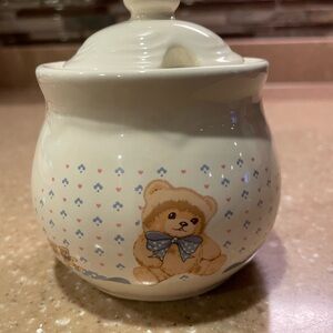 Theodore Bear Sugar Bowl And Lid By Tienshan, Made in The Philippines